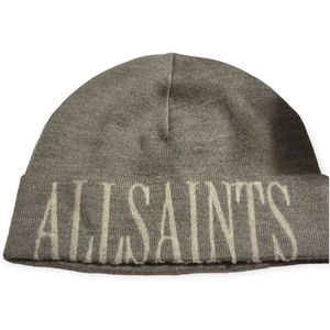 AllSaints Aspen Cuff Merino Wool Beanie Gray Like new